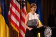 Саманта Пауер у прощальній промові закликала зберегти санкції проти Росії