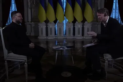 Під час інтерв'ю Зеленського виданню The Guardian, в Маріїнському палаці зникло світло. Фото: Скриншот / YouTube / Guardian