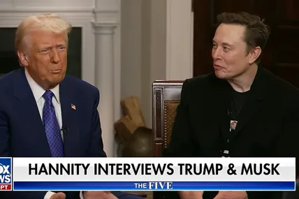 Фото: Дональд Трамп та Ілон Маск на інтерв'ю телеканалу Fox News Скриншот
