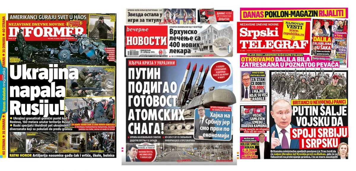 "Проурядові сербські ЗМІ бомбардують громадян антизахідним і проросійським контентом, - інформує Frankfurter Allgemeine Zeitung. - На жаль, це має ефект – більшість сербів зараз виступають проти приєднання їхньої країни до ЄС". Фото atlanticinitiative.org