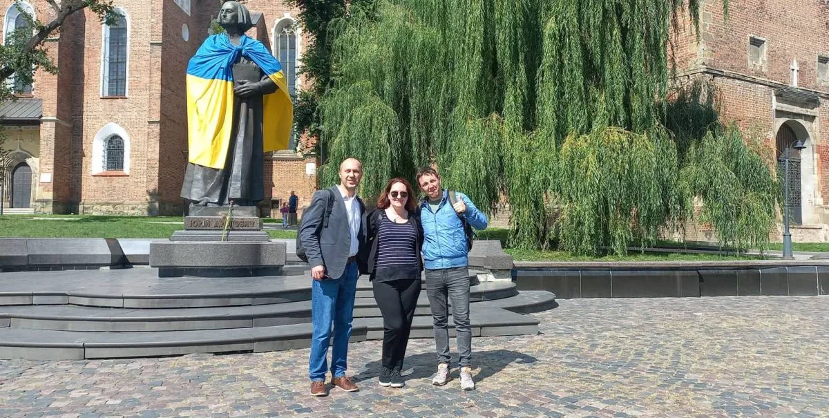 Зліва направо - Олег Дукас, ГО "Прорив", Антонія Гейл, Тарас Перхун, менеджер КУ "Інститут міста Дрогобича". Фото Дрогобицької міської ради