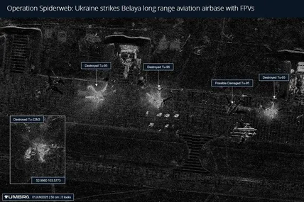 Перші супутникові знімки військової авіабази «белая» в іркутській області рф після масштабної операції СБУ. Фото: Umbra Space