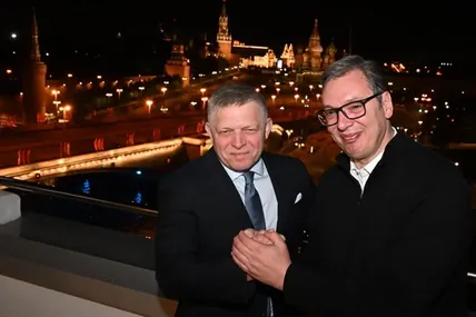 Президент Сербії Александар Вучич та прем’єр-міністр Словаччини Роберт Фіцо у Москві. Джерело: Facebook, Aleksandar Vučić