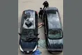 Конфлікт завершився «польотом» телевізора на авто…