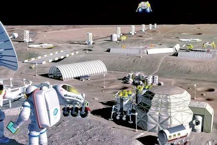 Ось так фахівці NASA бачать майбутню постійну базу землян на Місяці. Ілюстрація NASA
