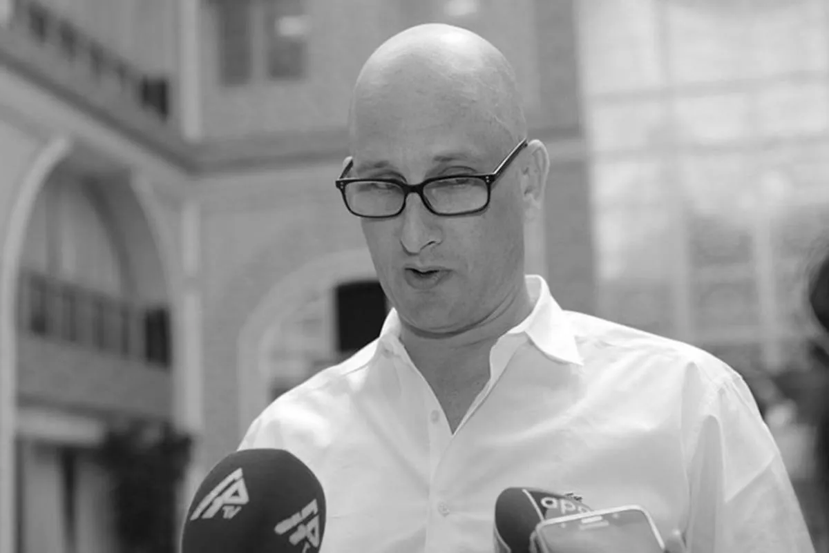 Керівник організації AJF & Associates, İnc. Джордж Бірнбаум під час конференції в Баку в день президентських виборів, Азербайджан, 11 квітня 2018 року. Бірнбаум займався передвиборчою кампанією обраного президента Ільхама Алієва Фото: APA