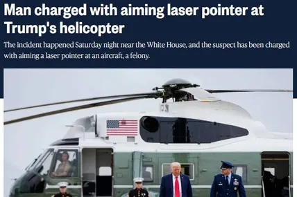 У США затримали чоловіка, який світив лазером у гелікоптер Трампа. Фото: NBC News
