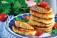 Оладки з сиром і ковбасою