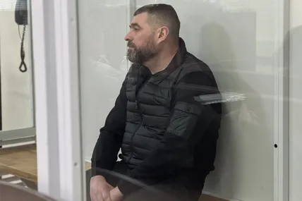 Очільник СБУ Житомирщини Володимир Компаниченко на засіданні суду. Фото Суспільного