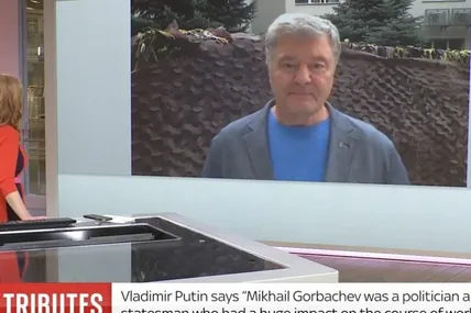 Петро Порошенко в в ефірі британського телеканалу Sky News. Фото із сайту Європейської Солідарності