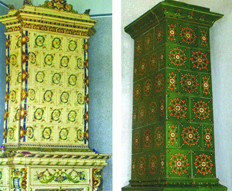 Такі витончені кахельні печі фабрики Левинського ще й досі збереглися у старих австрійських будинках.