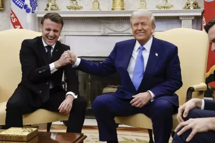 Зустріч Дональда Трампа з Емманюелем Макроном в Європі вважають успішною. Фото AP.