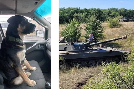 Військовий Олег Владичка зі своїм чотирилапим другом. Фото з архіву військовослужбовця